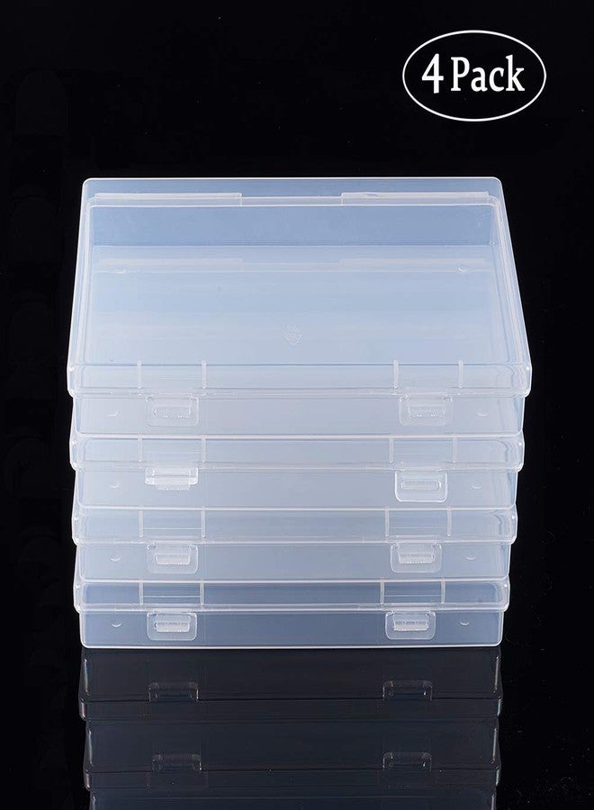 BENECREAT 4 Pack 6.7x4.13x1 Inches Large Clear Plastic Box Container Clear Storage Organizer with Hinged Lid for Small Craft Accessories Office Supplies Clips - Image 5